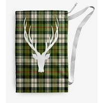 Simply Daisy Cool Dude Holiday Reindeer on Plaid 18 x 29 in Green Laundry Bag