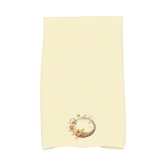 Simply Daisy Cornicopia Wreath 16 x 25 Inch Light yellow Fall Print Kitchen Towel