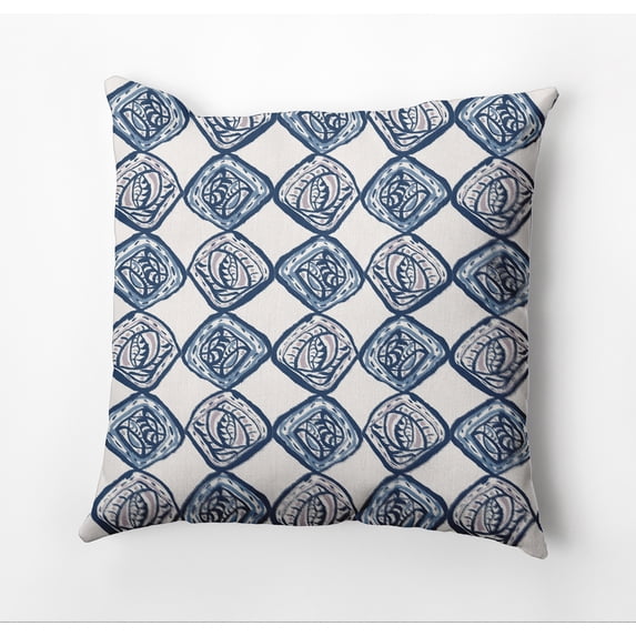 Simply Daisy Cowry Check II Outdoor Pillow, Blue, 14 in x 20 in