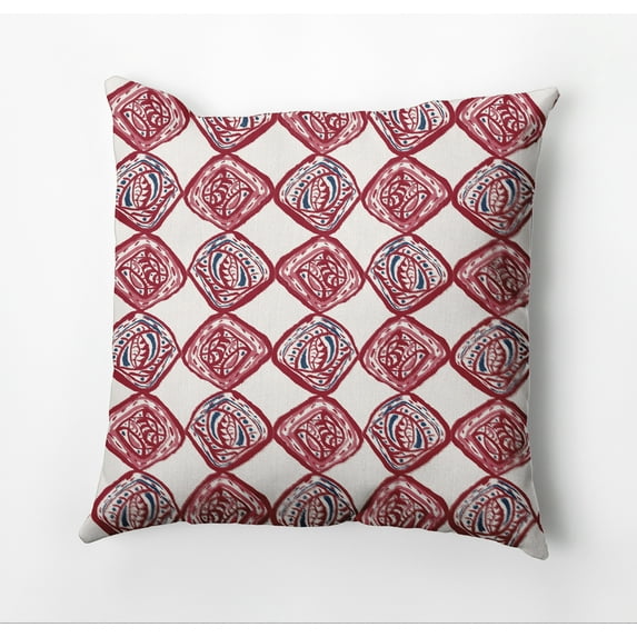 Simply Daisy Cowry Check II Outdoor Pillow, Red, 20 in x 20 in