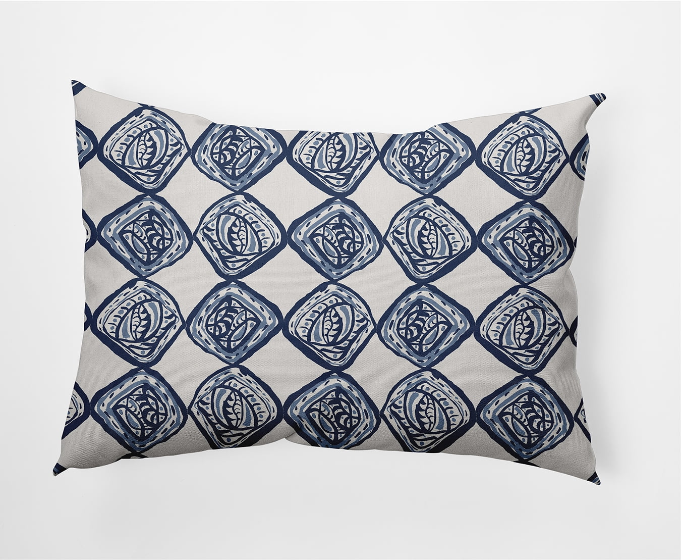 Simply Daisy Cowry Check Outdoor Pillow, Blue/White, 14 in x 20 in