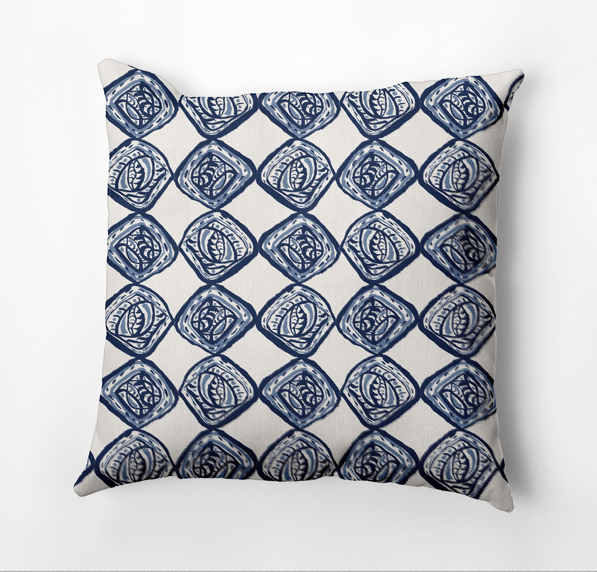 Simply Daisy Cowry Check Outdoor Pillow, Blue/White, 20 in x 20 in