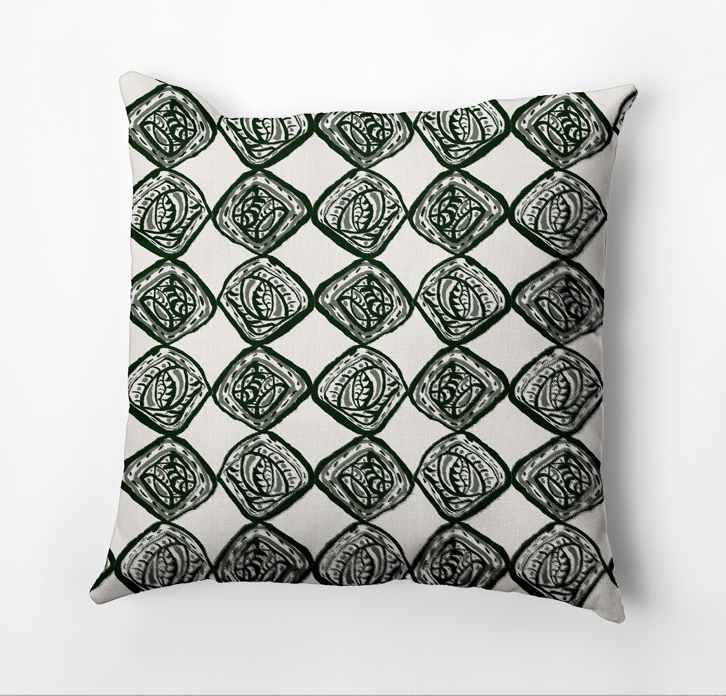 Simply Daisy Cowry Check Outdoor Pillow, Dark Green, 18 in x 18 in