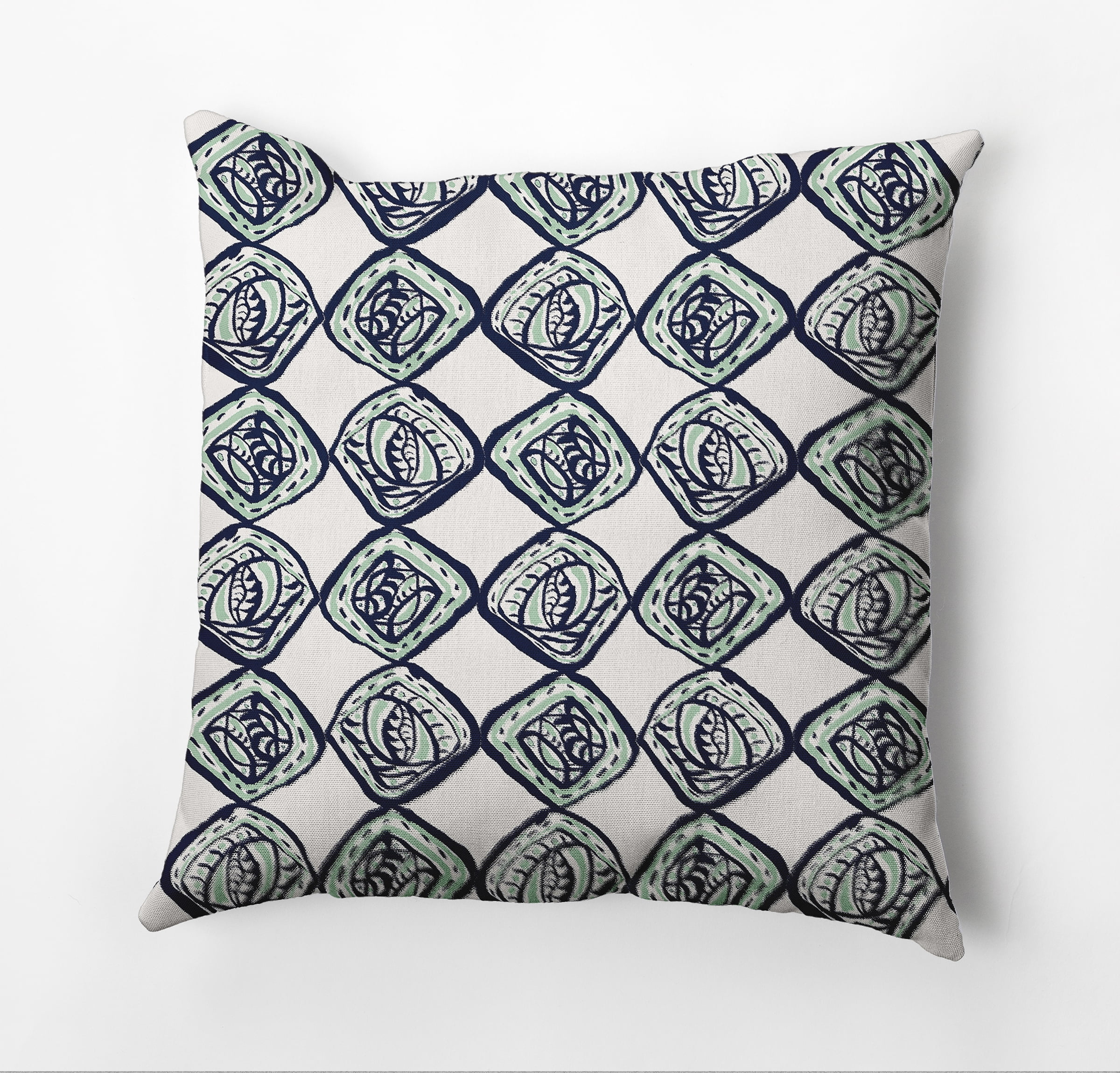 Simply Daisy Cowry Check Outdoor Pillow, Green, 16 in x 16 in
