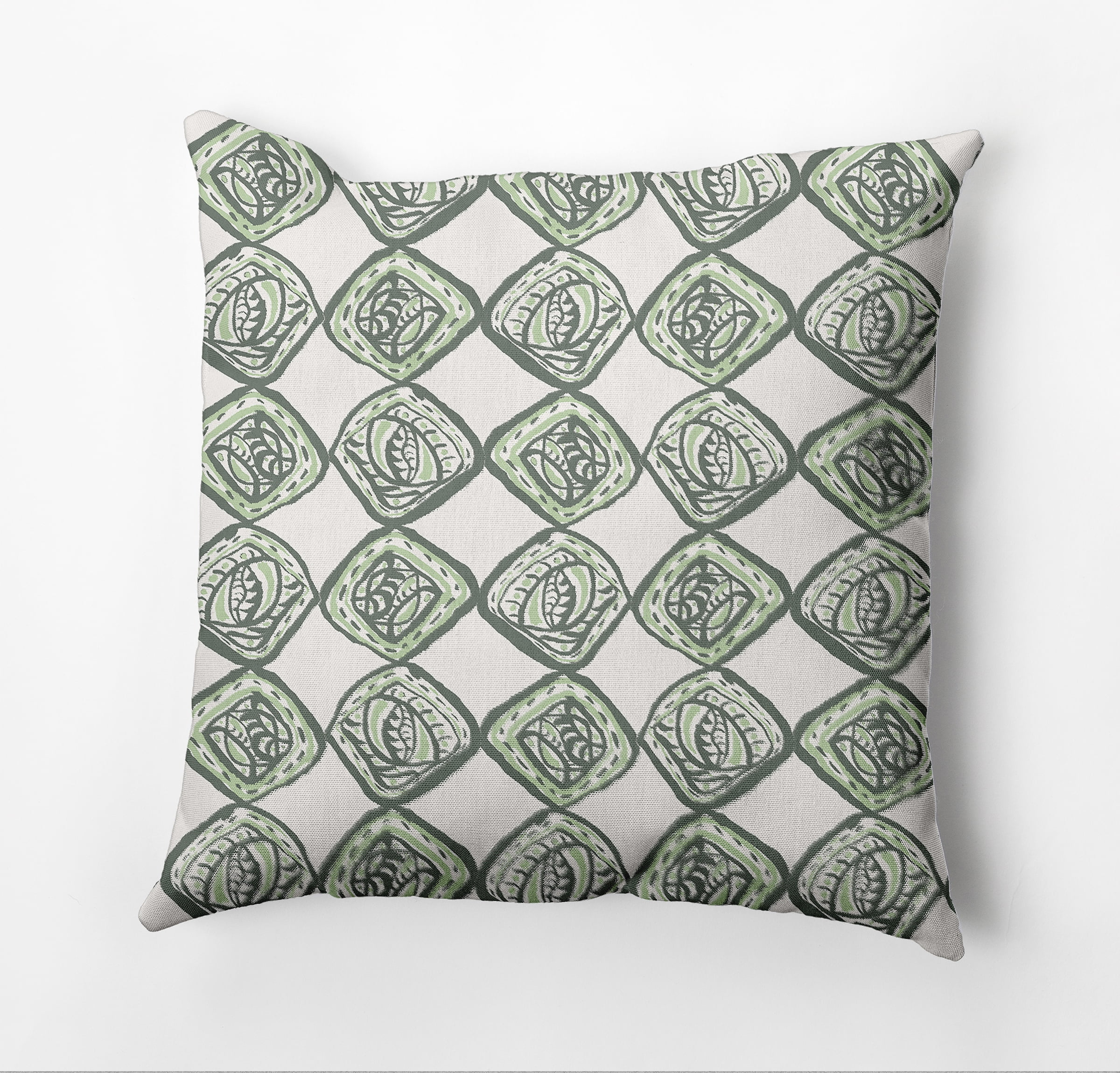 Simply Daisy Cowry Check Outdoor Pillow, Green/White, 14 in x 20 in