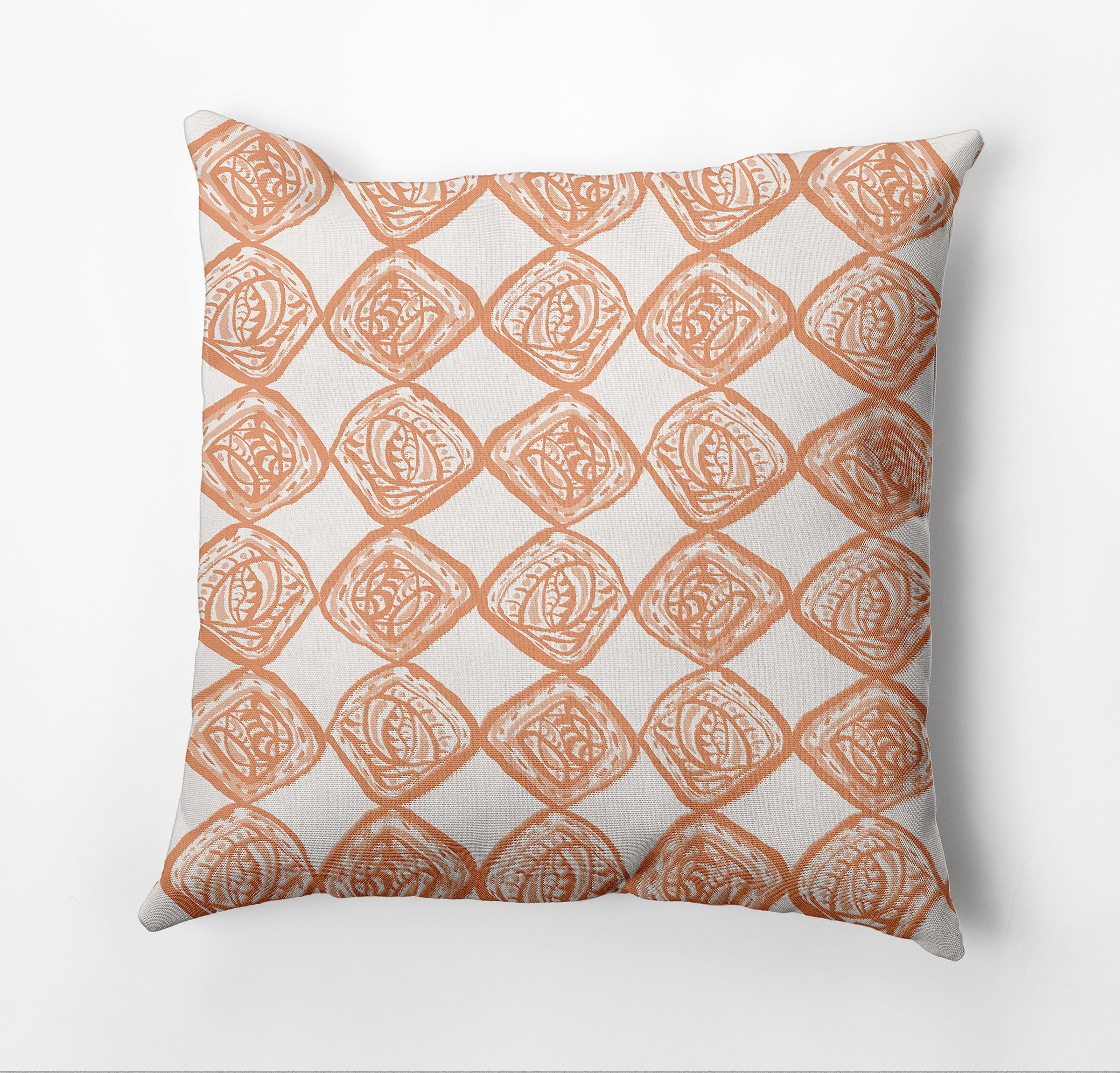 Simply Daisy Cowry Check Outdoor Pillow, Light Orange/White, 20 in x 20 in