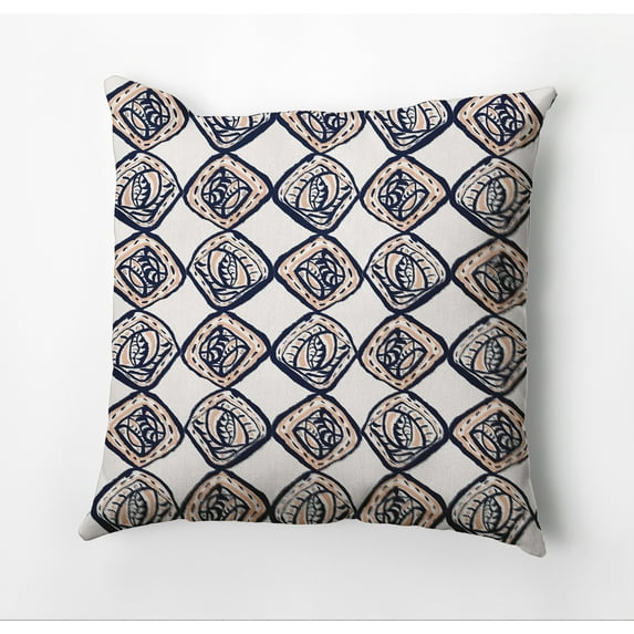 Simply Daisy Cowry Check Outdoor Pillow, Orange/Blue/White, 14 in x 20 in