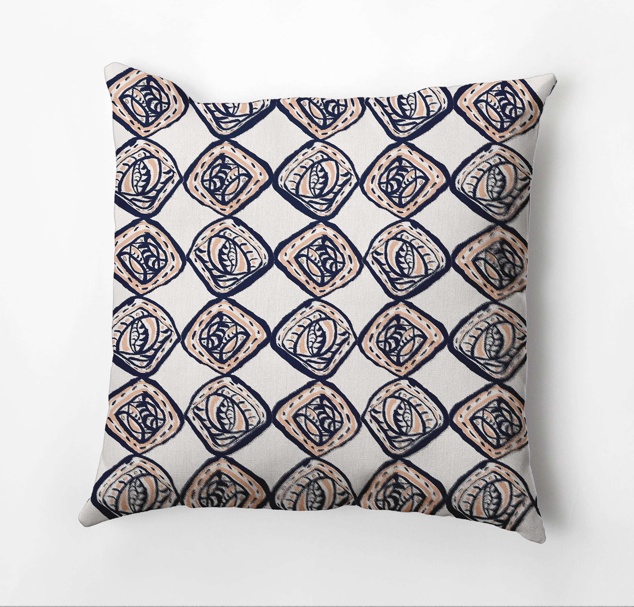 Simply Daisy Cowry Check Outdoor Pillow, Orange/White, 16 in x 16 in