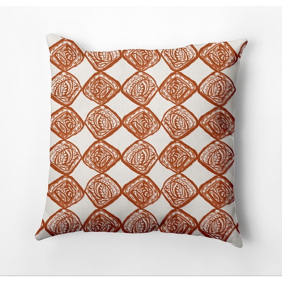 Simply Daisy Cowry Check Outdoor Pillow, Orange/White, 20 in x 20 in