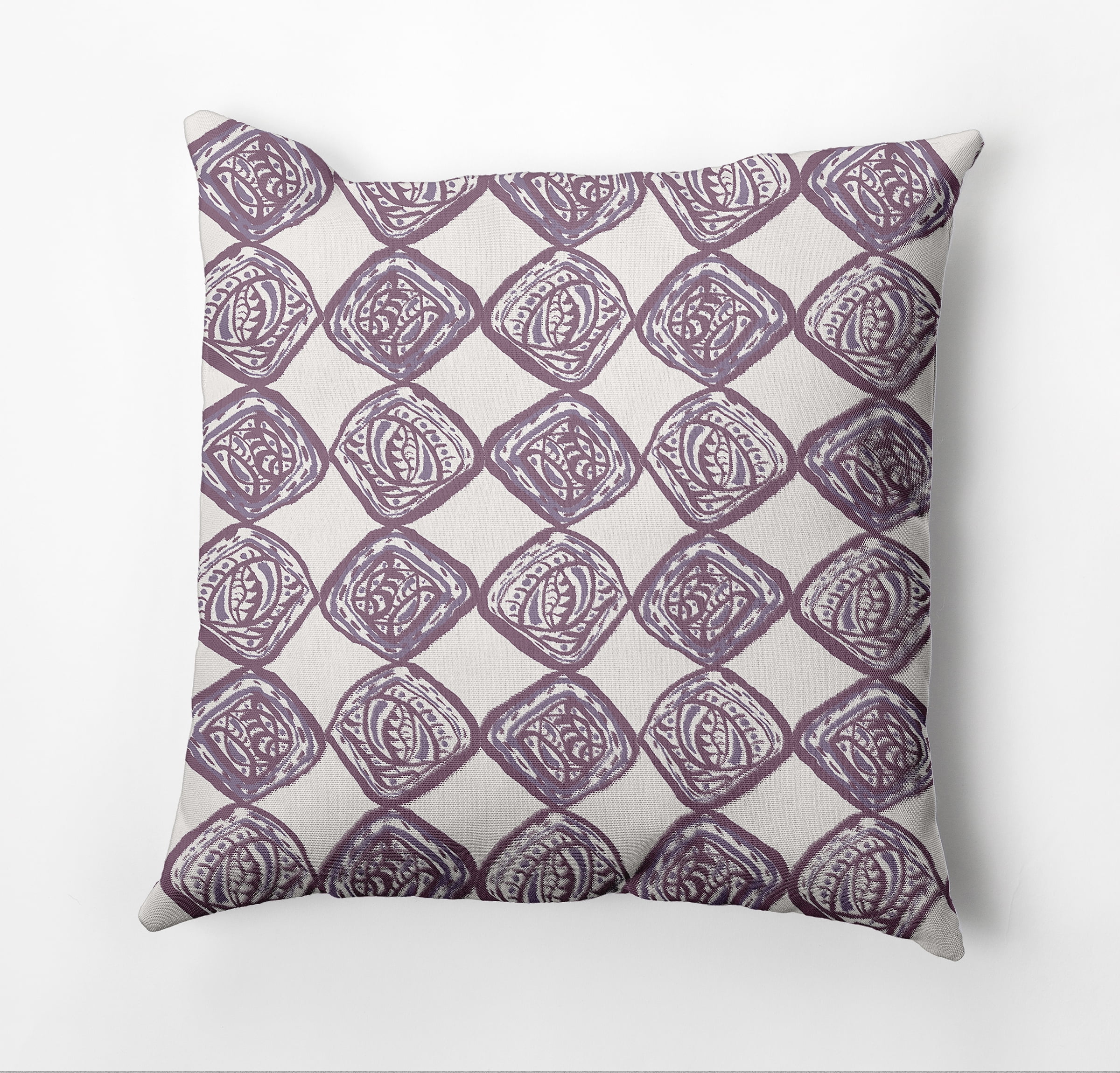 Simply Daisy Cowry Check Outdoor Pillow, Purple, 16 in x 16 in