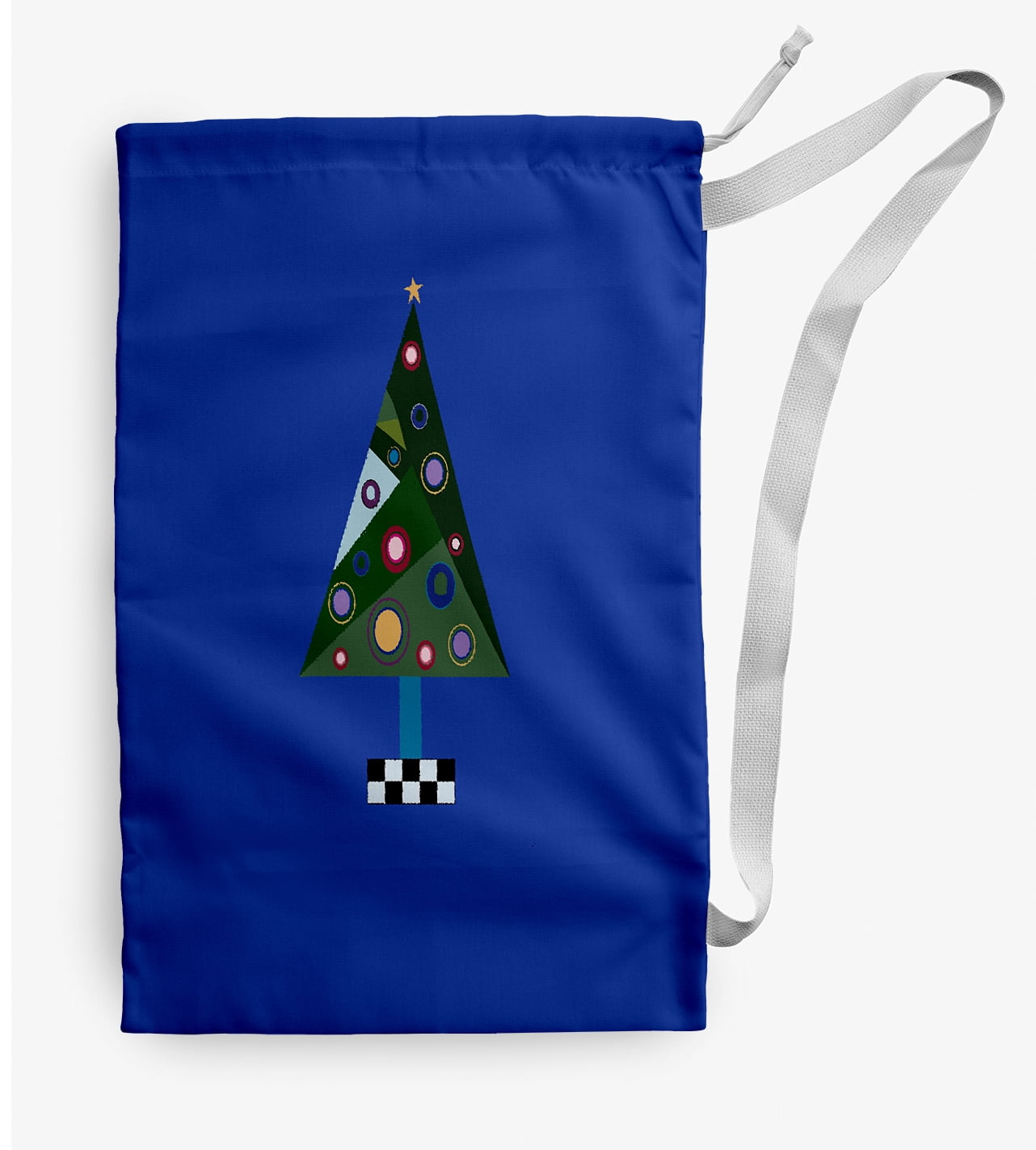 Simply Daisy Crazy Christmas 18 x 29 in Blue Laundry Bag