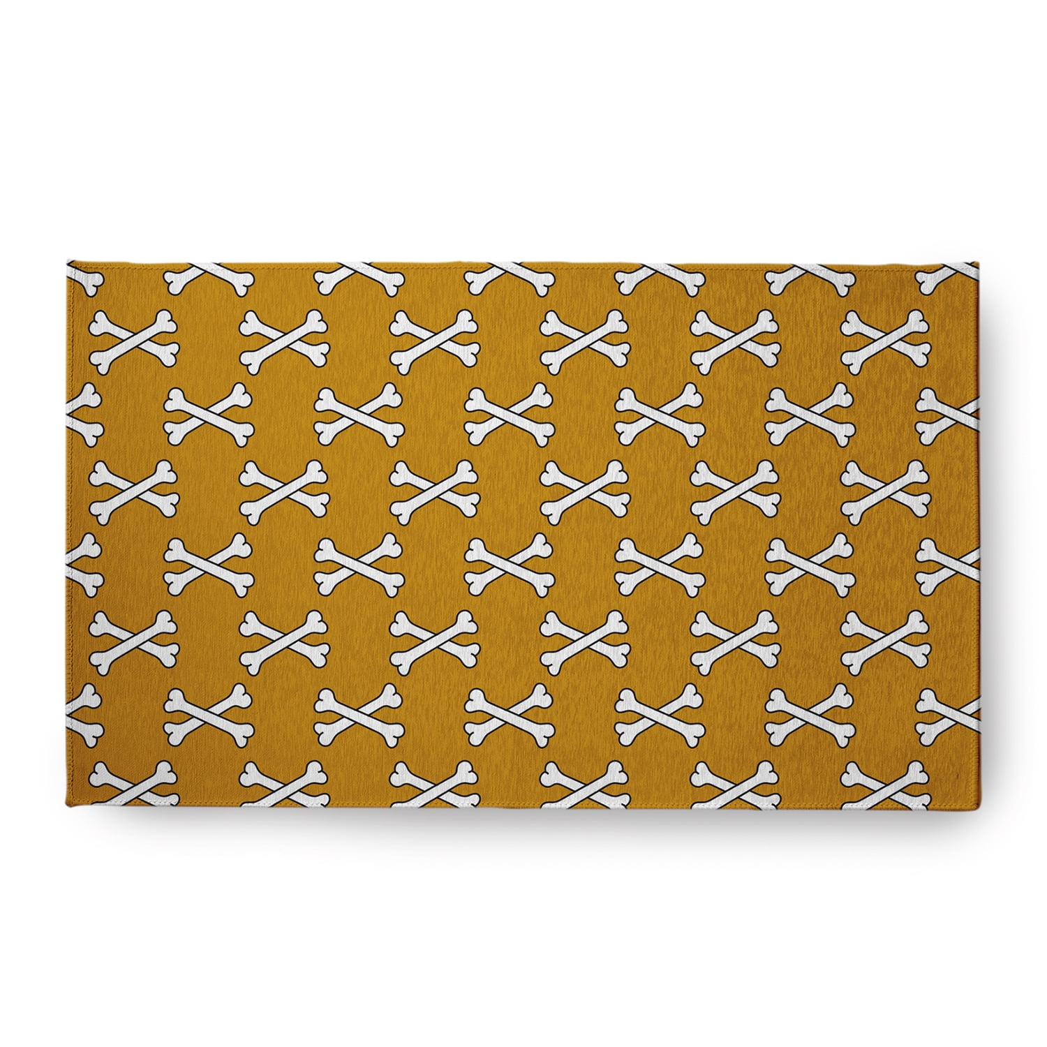 Simply Daisy Cross Bones Autumn Gold Halloween Chenille Area Rug, 18" x 30"