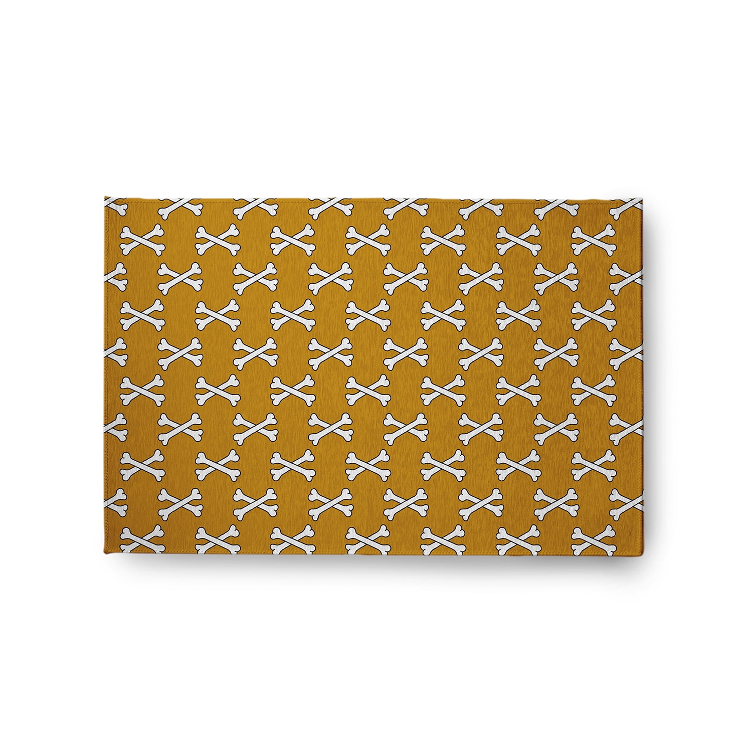 Simply Daisy Cross Bones Autumn Gold Halloween Chenille Area Rug, 2' x 3'