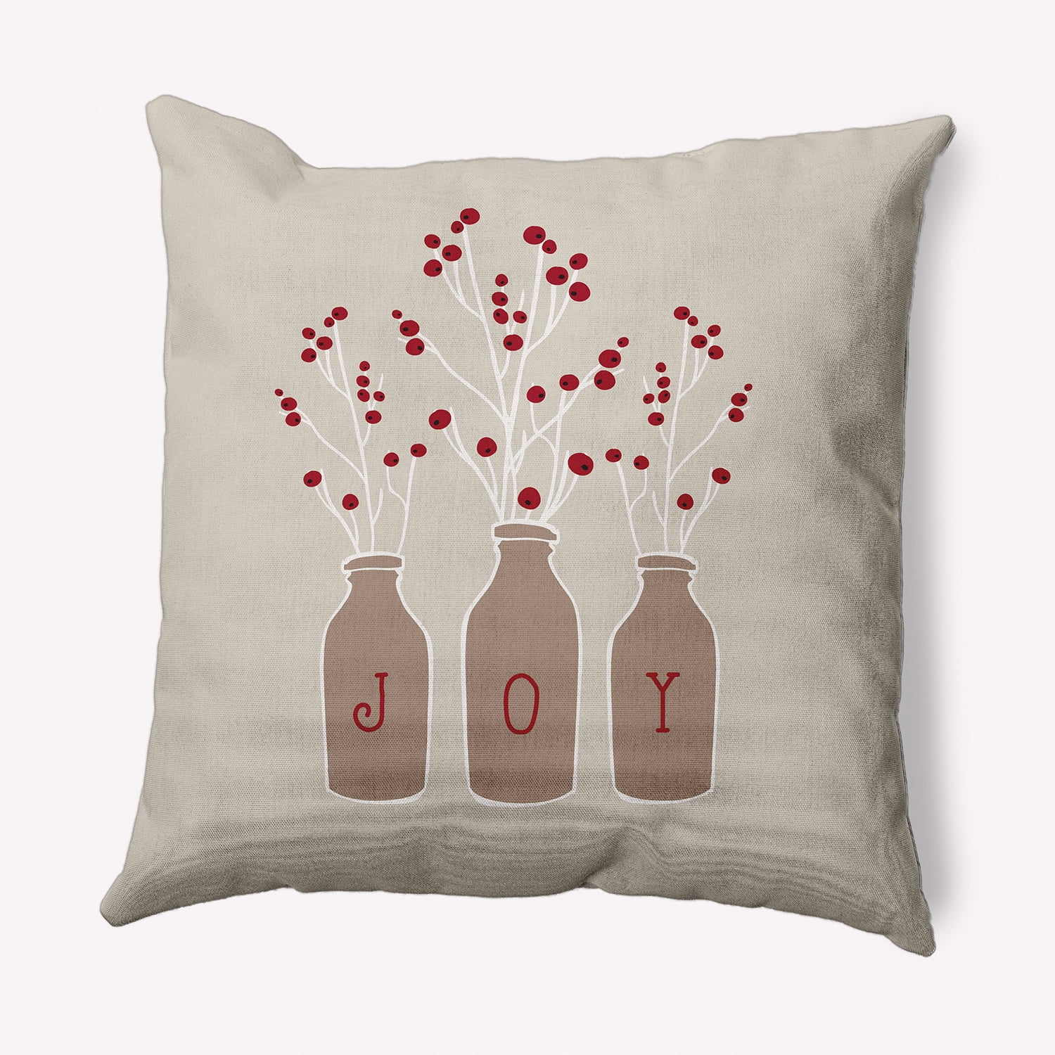 Simply Daisy Doe Colored Joy Christmas Soft Spun Polyester Decorative Throw Pillow, 26" x 26"