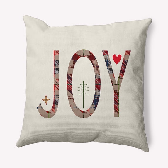 Simply Daisy Doe Colored Joy Filled Season Christmas Soft Spun Polyester Decorative Throw Pillow, 20" x 20"