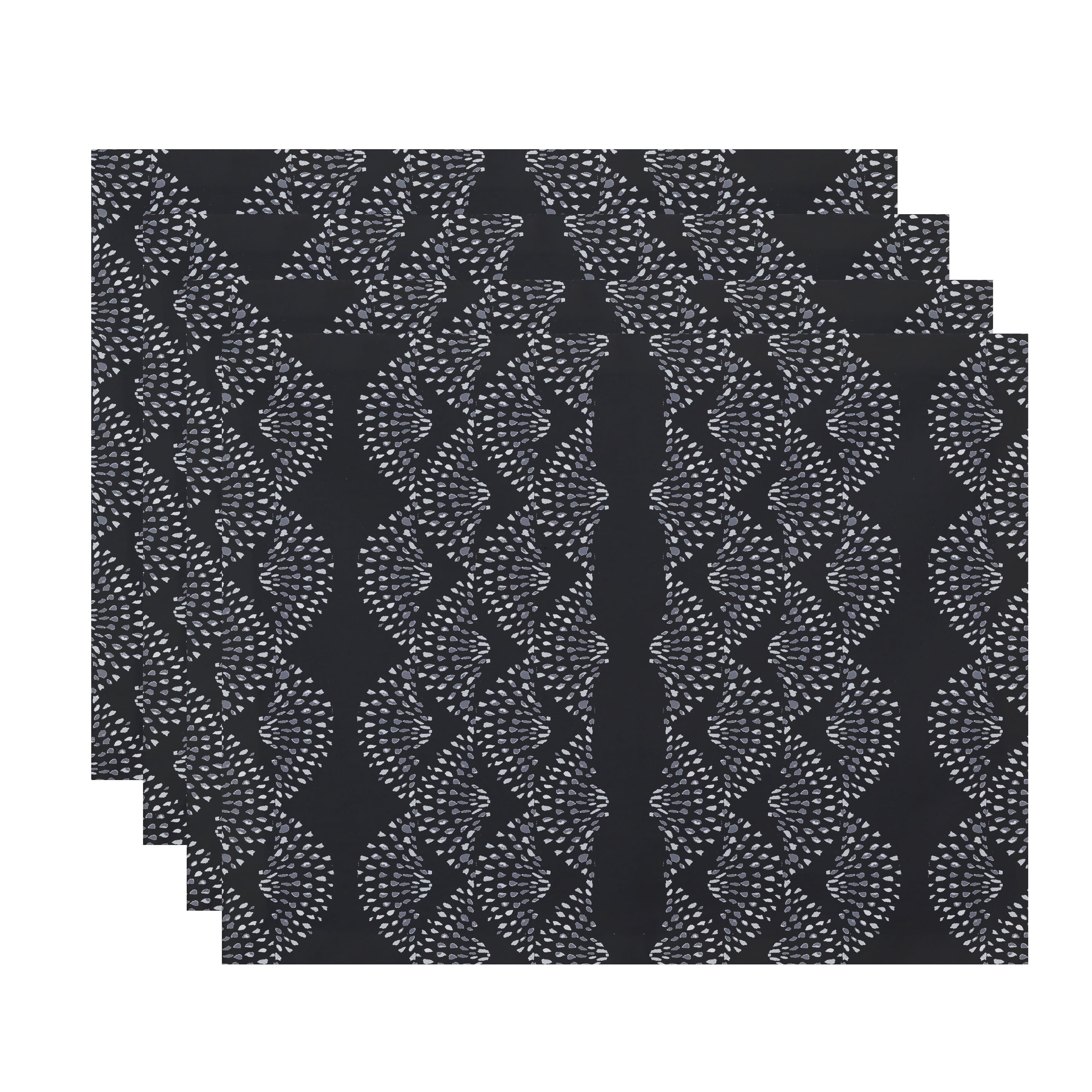 Simply Daisy Dotted DÃ©cor 18 x 14 Inch Black Stripe Print Placemat (Set of 4)