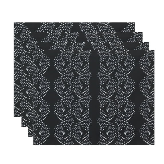 Simply Daisy Dotted Décor 18 x 14 Inch Black Stripe Print Placemat (Set of 4)