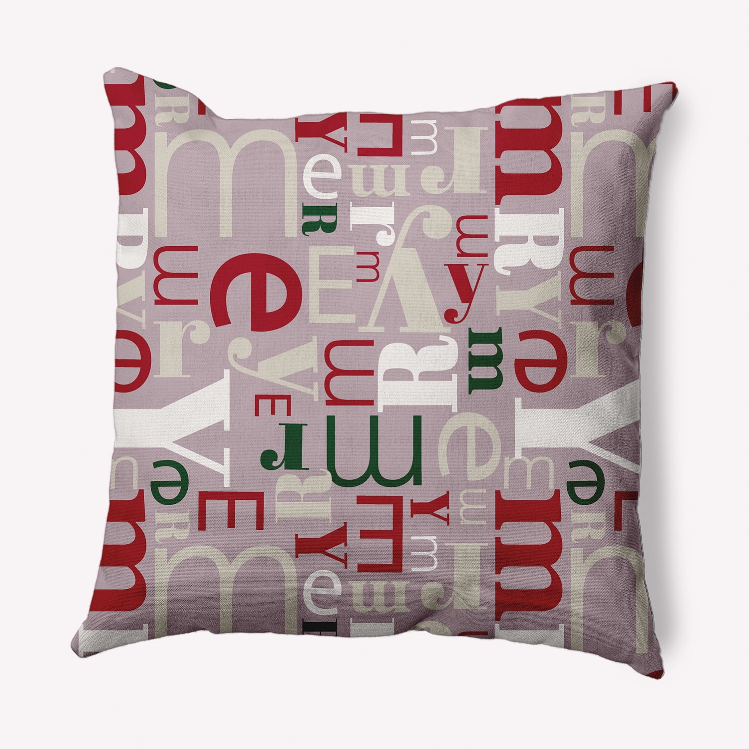 Simply Daisy Egg Nogg Frosting Colored Crazy Merry Christmas Soft Spun Polyester Decorative Throw Pillow, 16" x 16"
