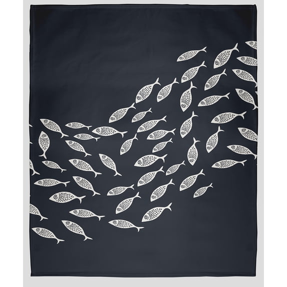 Simply Daisy Escuela Fleece Throw Blanket, Shark Blue, Oversized Throw