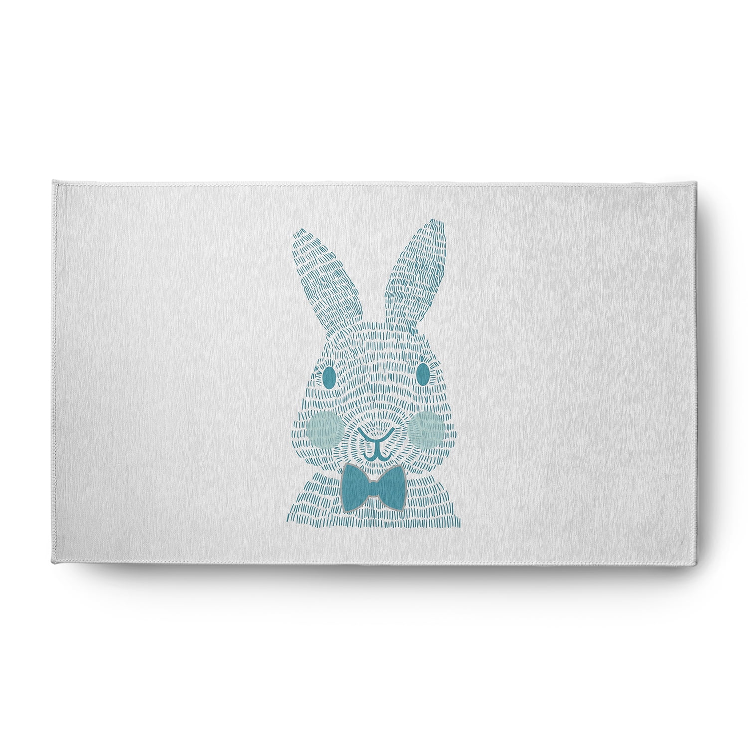 Simply Daisy Explorer Blue Monochrome Bunny Easter Area Rug, 3' x 5'