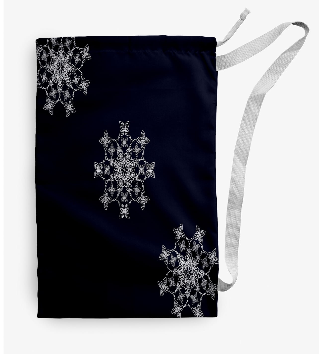 Simply Daisy Falling Snow 28 x 36 in Navy Laundry Bag