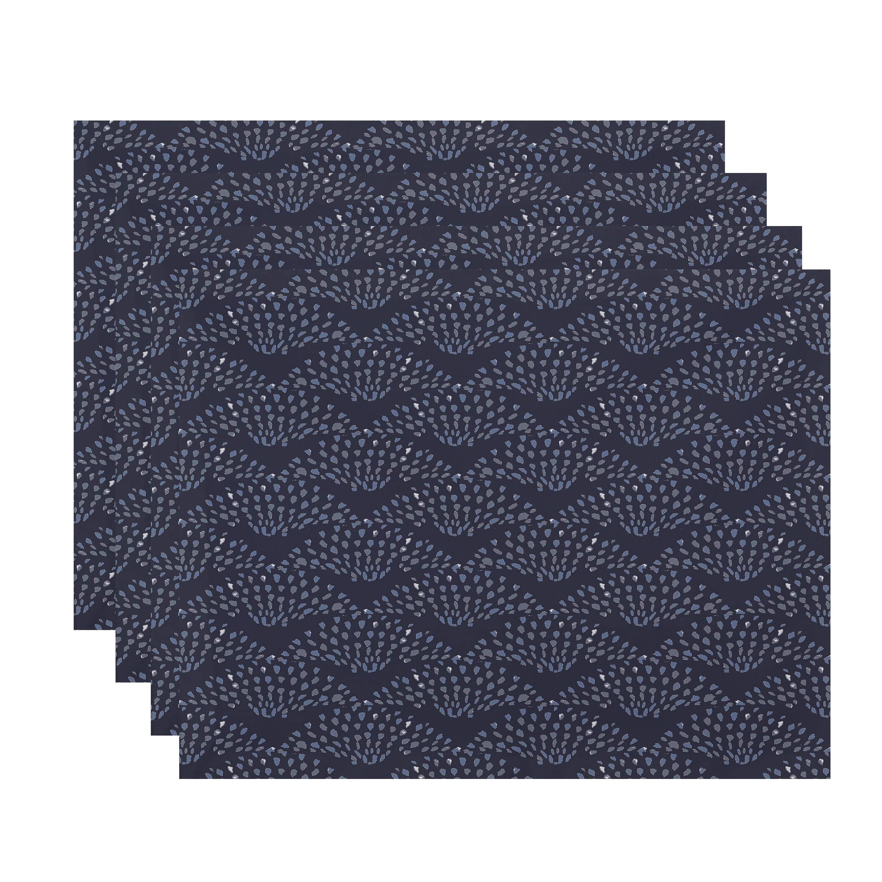 Simply Daisy Fan Dance 18 x 14 Inch Blue Geometric Print Placemat (Set of 4)