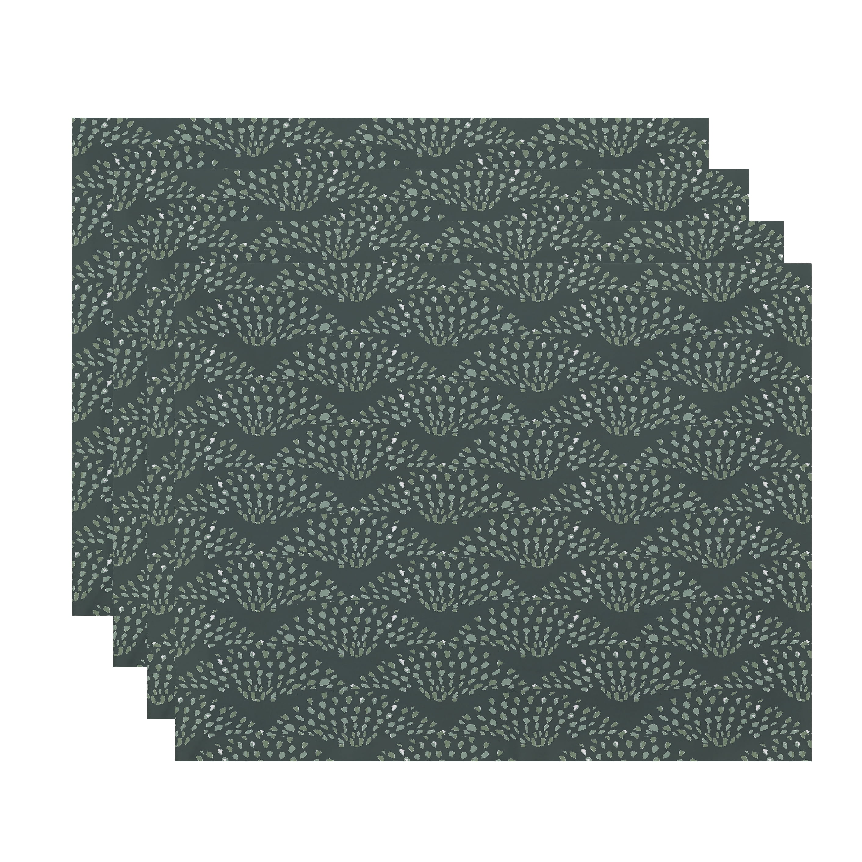 Simply Daisy Fan Dance 18 x 14 Inch Green Geometric Print Placemat (Set of 4)