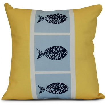 Simply Daisy, Fish Chips, Animal Print Outdoor Pillow