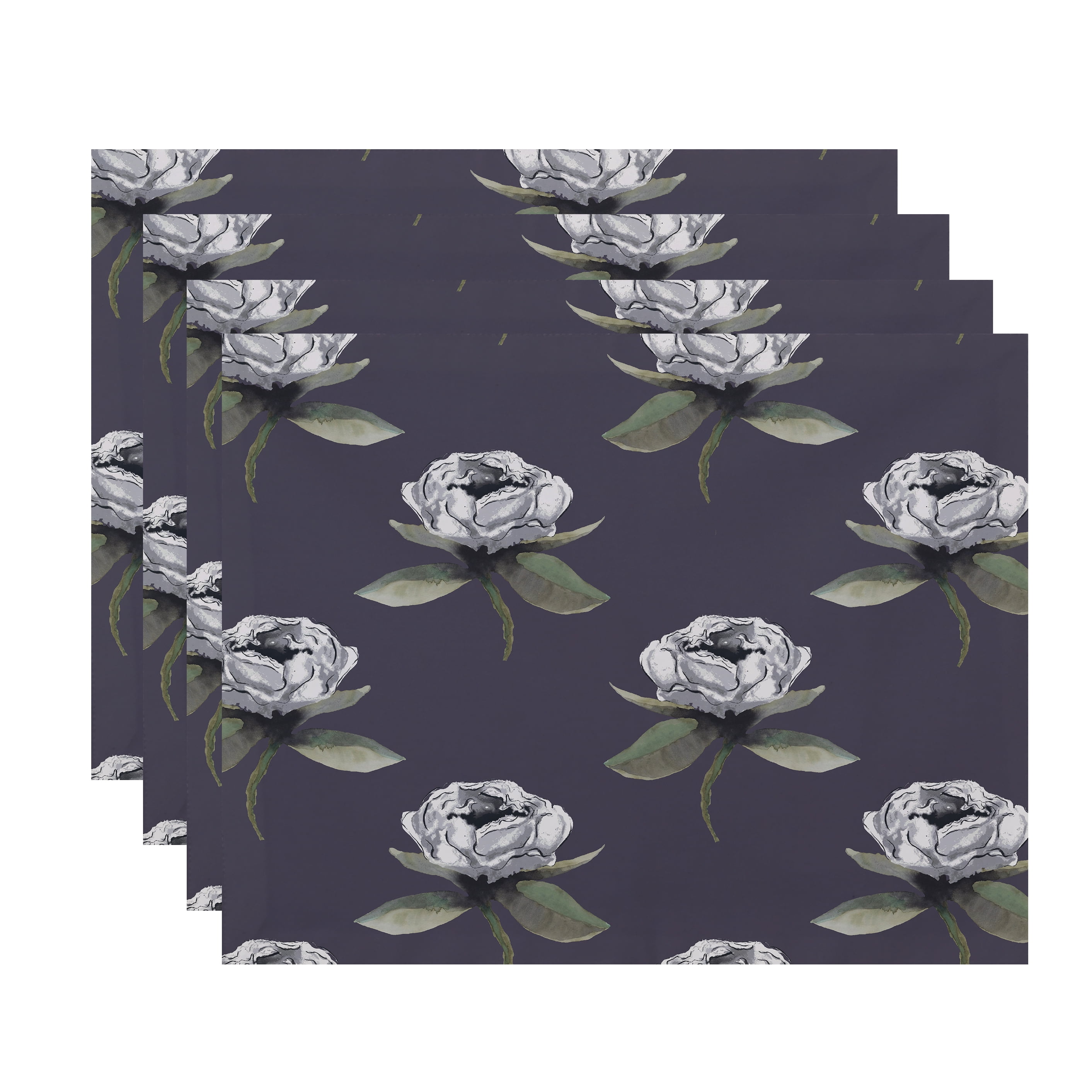 Simply Daisy Floral Bunch 18 x 14 Inch Purple Floral Print Placemat (Set of 4)
