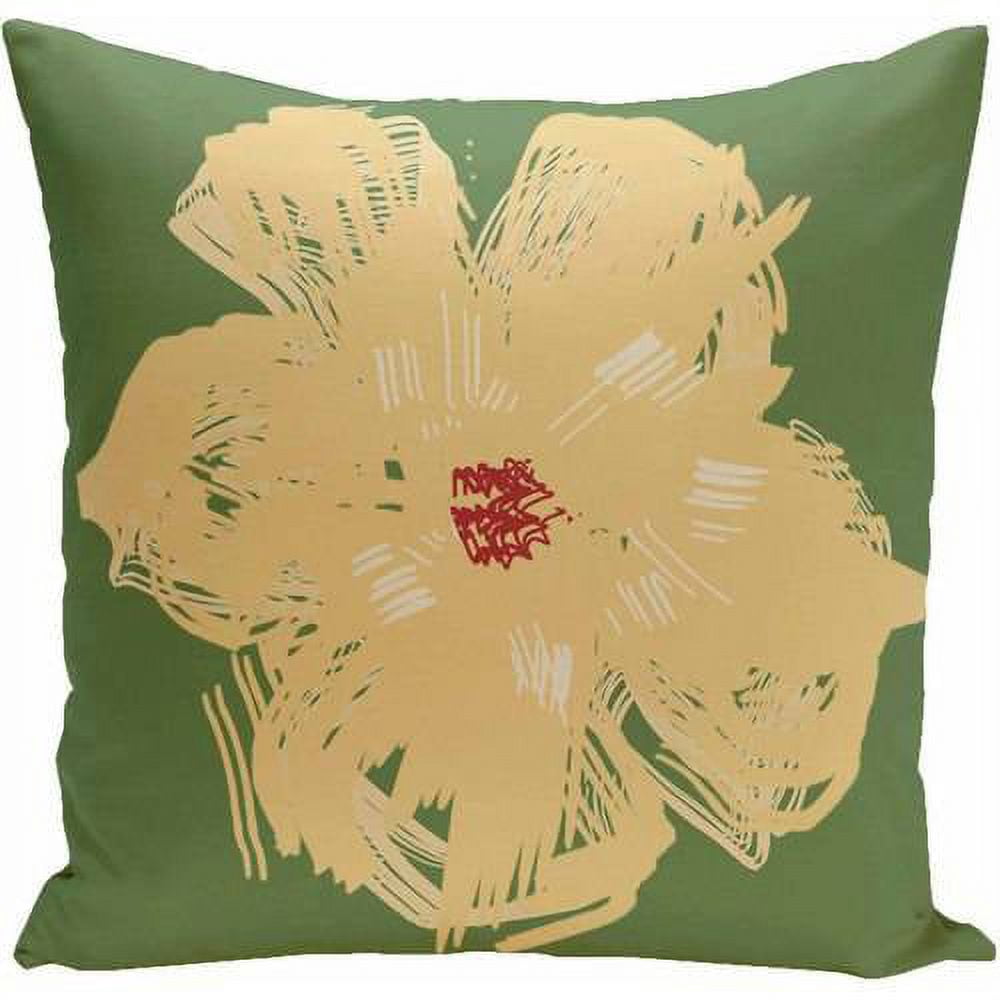 Simply Daisy Floral Print Decorative Pillow, 16" x 16", Yellow on Green
