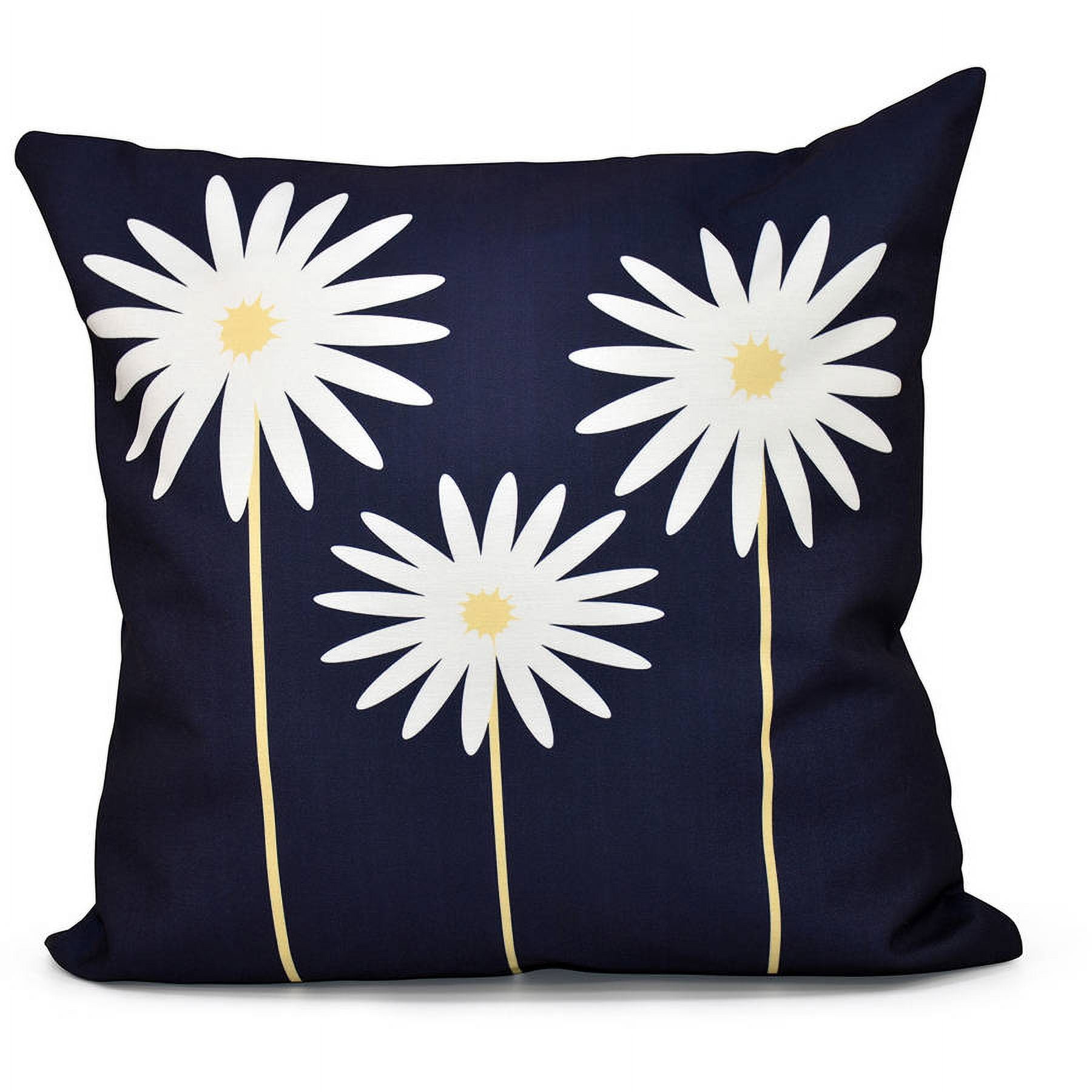 Bewitching Blue and White Floral Polyester Square Throw Pillow