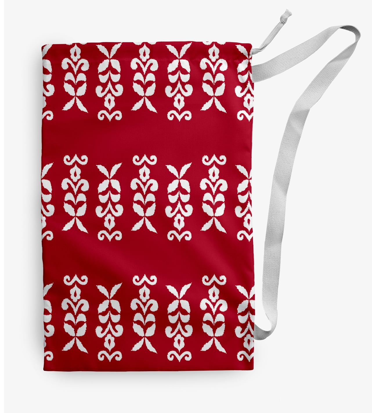 Simply Daisy Floral Stripes 18 x 29 in Red Laundry Bag