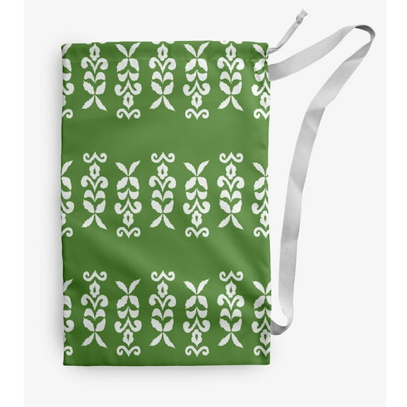 Simply Daisy Floral Stripes 28 x 36 in Green Laundry Bag