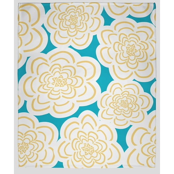 Simply Daisy Flower Power Fleece Throw Blanket, Yellow, Oversized Throw