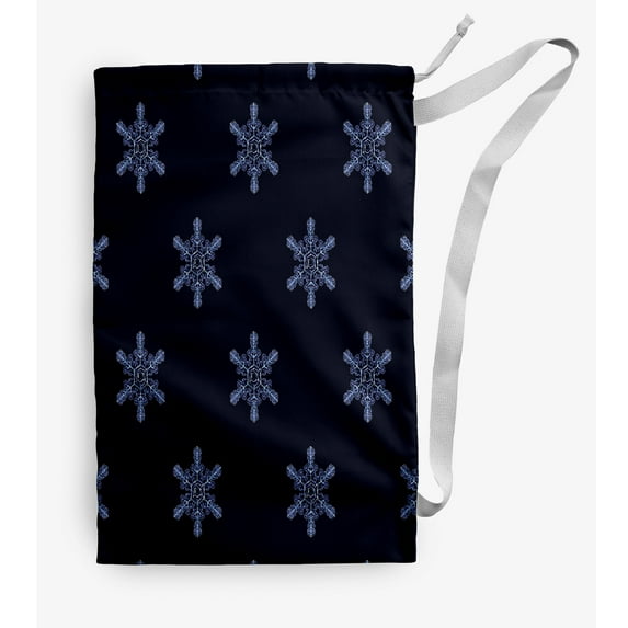Simply Daisy Flurries 28 x 36 in Navy Laundry Bag
