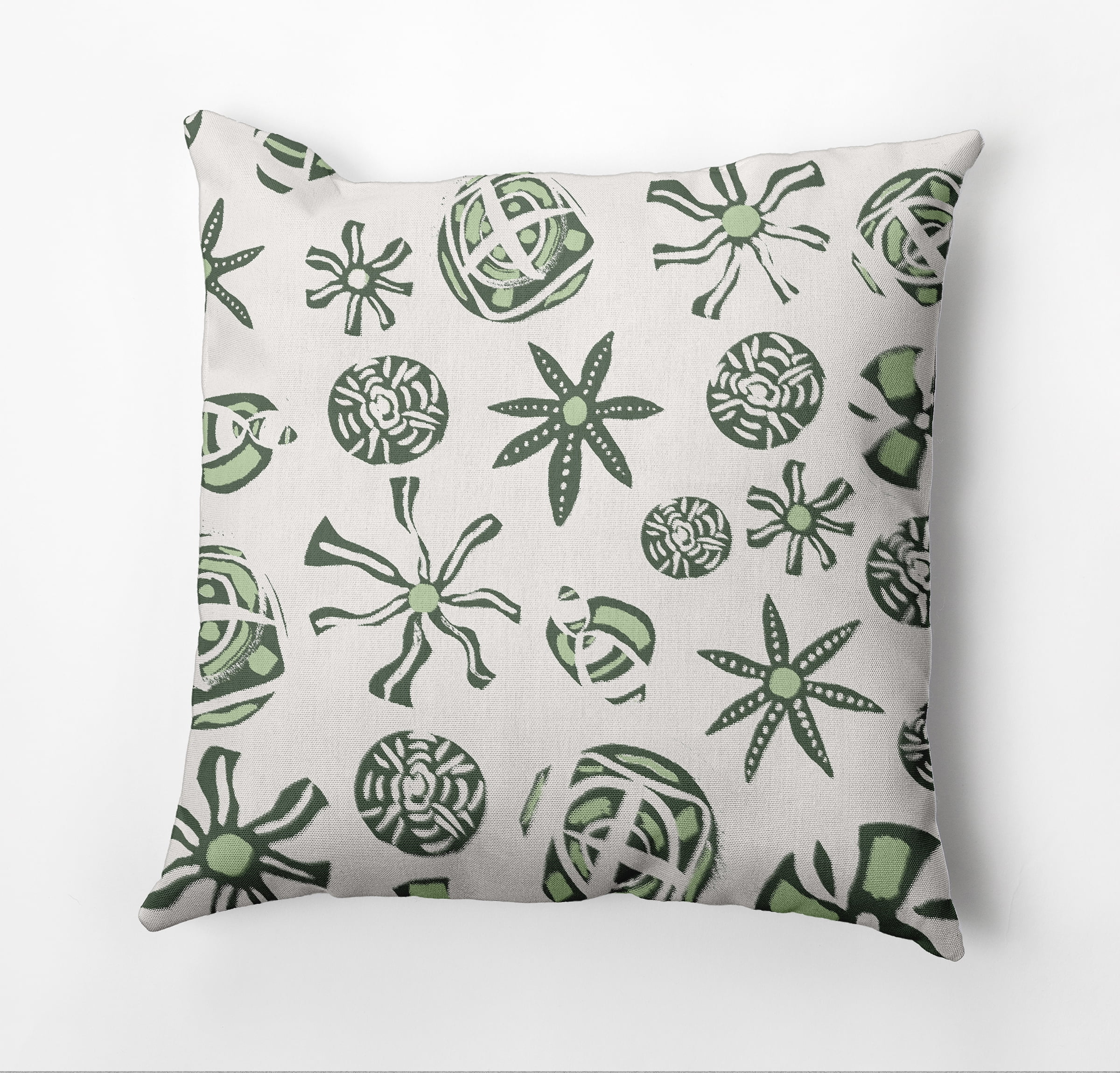 Simply Daisy Fossil Formation Outdoor Pillow, Green, 16 in x 16 in
