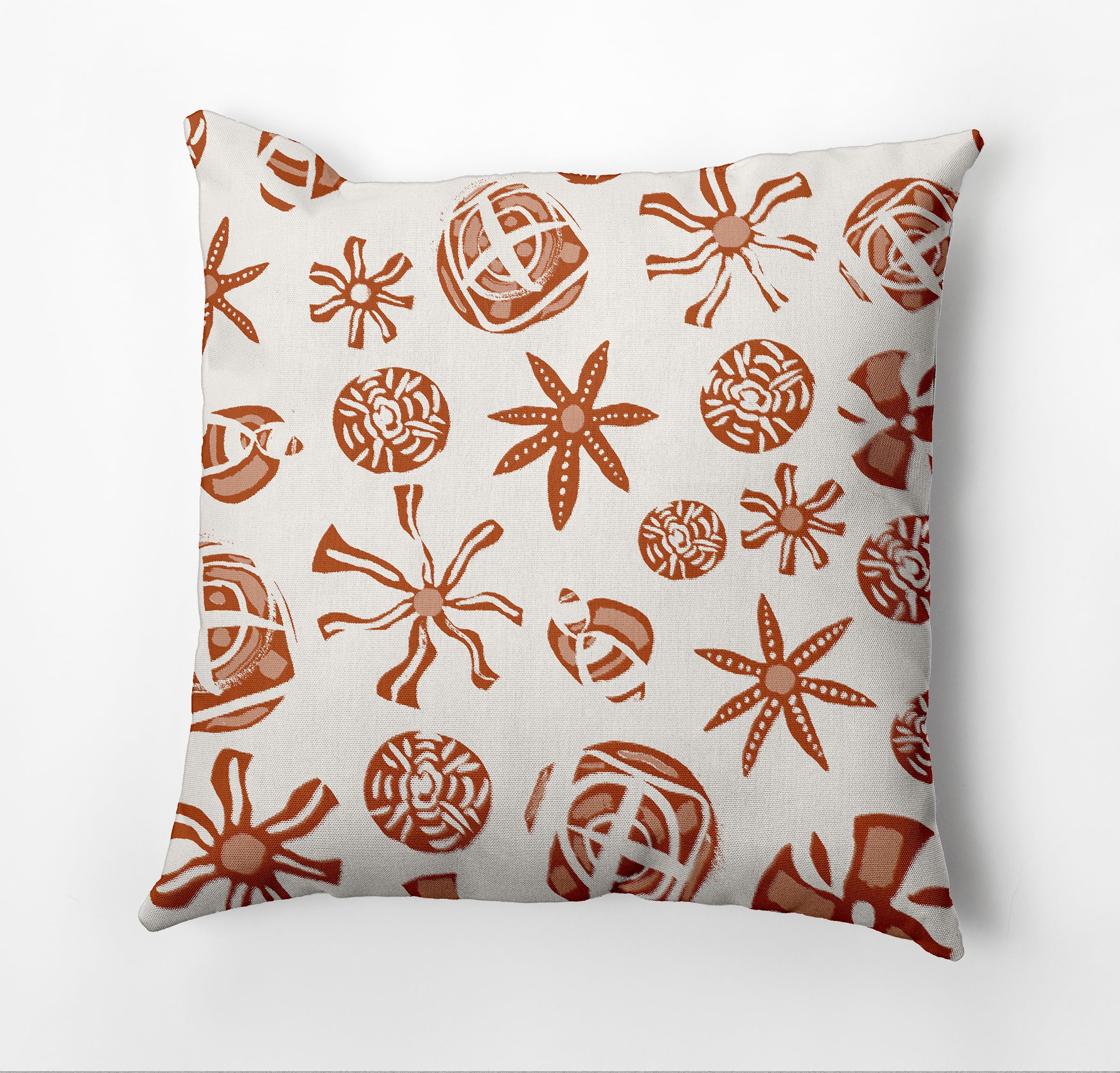 Simply Daisy Fossil Formation Outdoor Pillow, Orange, 18 in x 18 in