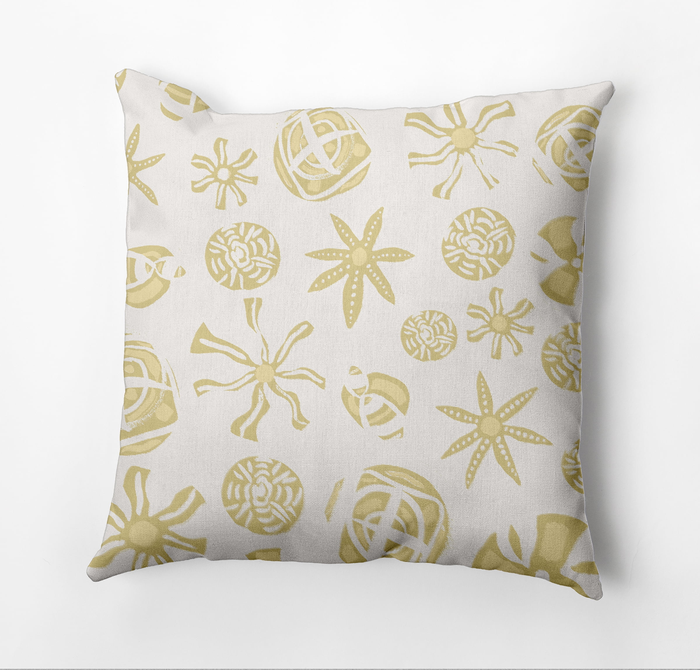 Simply Daisy Fossil Formation Outdoor Pillow, Yellow, 18 in x 18 in