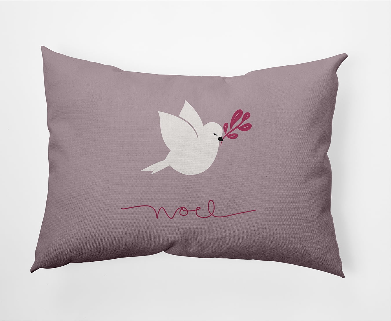 Simply Daisy Frosting Colored Noel Bird Christmas Soft Spun Polyester Decorative Throw Pillow, 14" x 20"