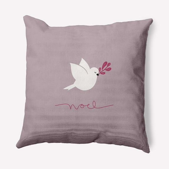 Simply Daisy Frosting Colored Noel Bird Christmas Soft Spun Polyester Decorative Throw Pillow, 16" x 16"