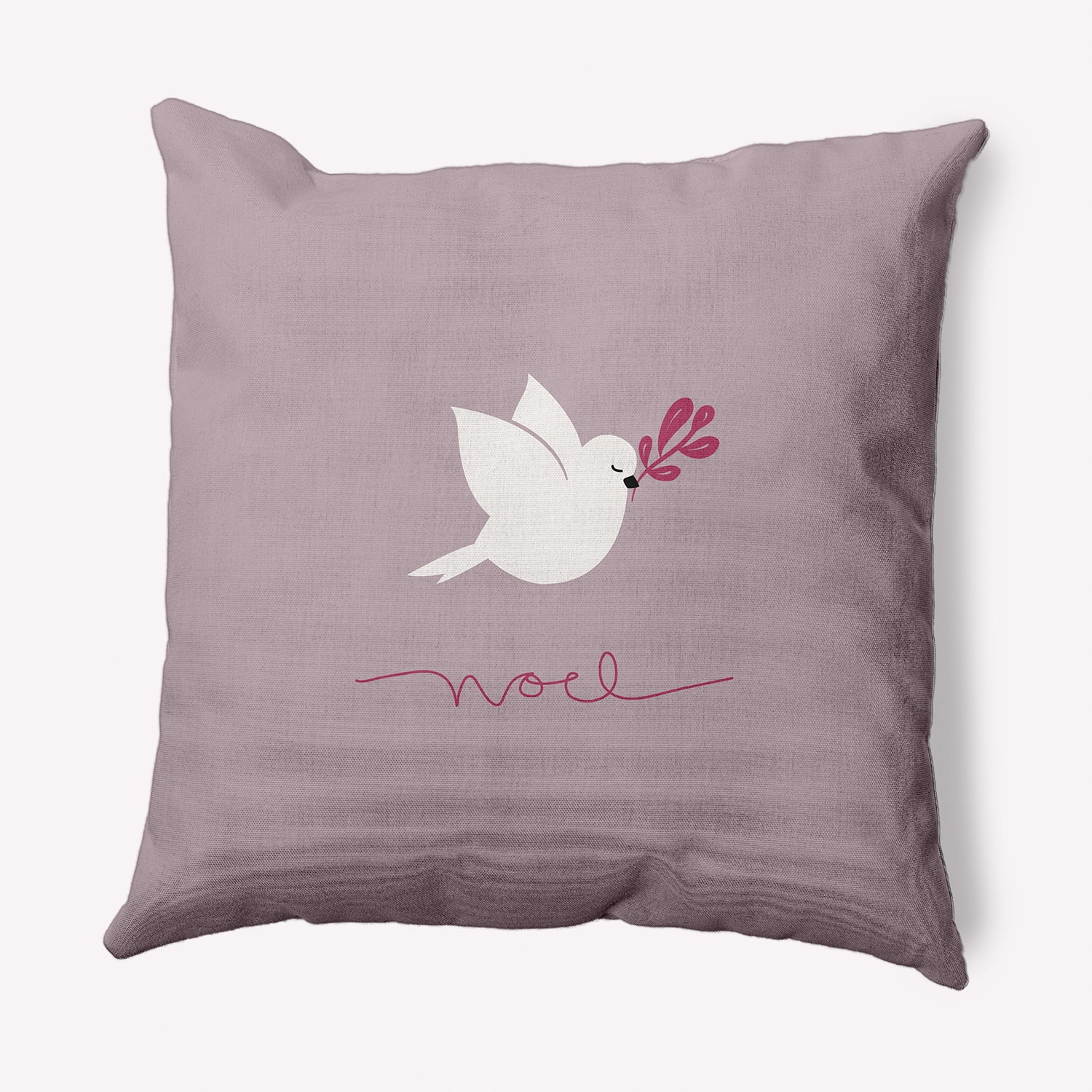 Simply Daisy Frosting Colored Noel Bird Christmas Soft Spun Polyester Indoor/Outdoor Throw Pillow, 18" x 18"