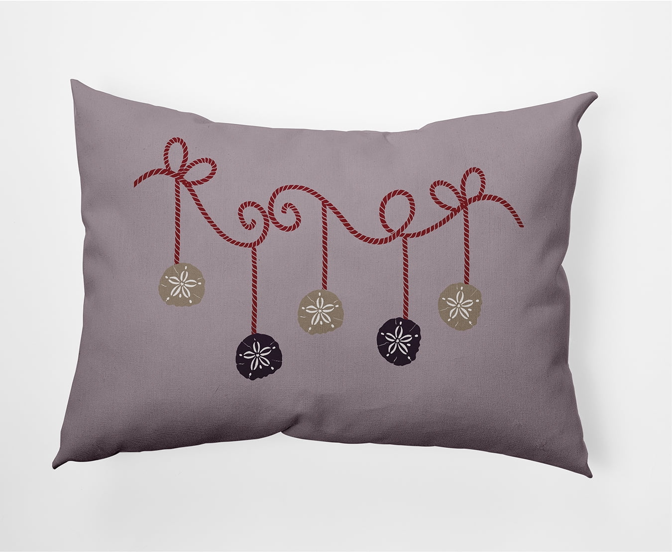 Simply Daisy Frosting Colored Sanddollar Ornaments Christmas Soft Spun Polyester Indoor/Outdoor Throw Pillow, 14" x 20"