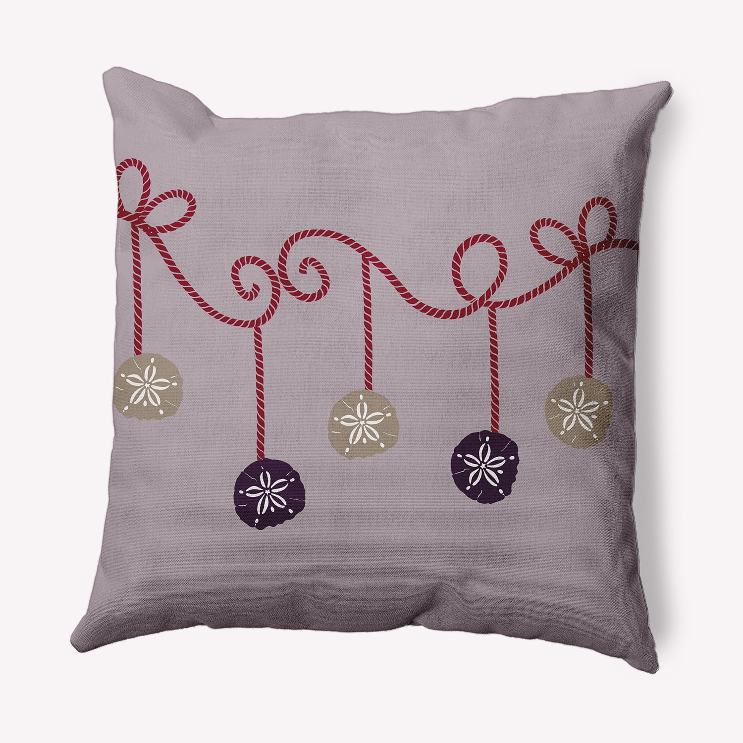 Simply Daisy Frosting Colored Sanddollar Ornaments Christmas Soft Spun Polyester Indoor/Outdoor Throw Pillow, 16" x 16"