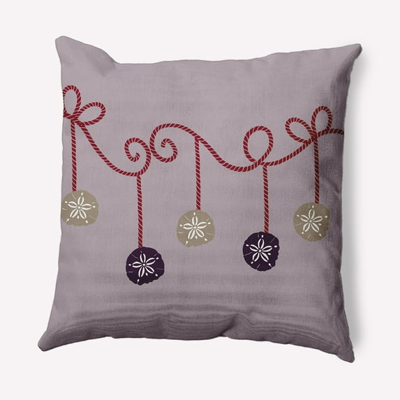 Simply Daisy Frosting Colored Sanddollar Ornaments Christmas Soft Spun Polyester Indoor/Outdoor Throw Pillow, 18" x 18"