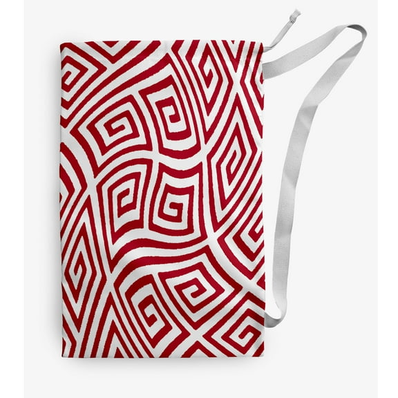 Simply Daisy Geometric 18 x 29 in Red Laundry Bag