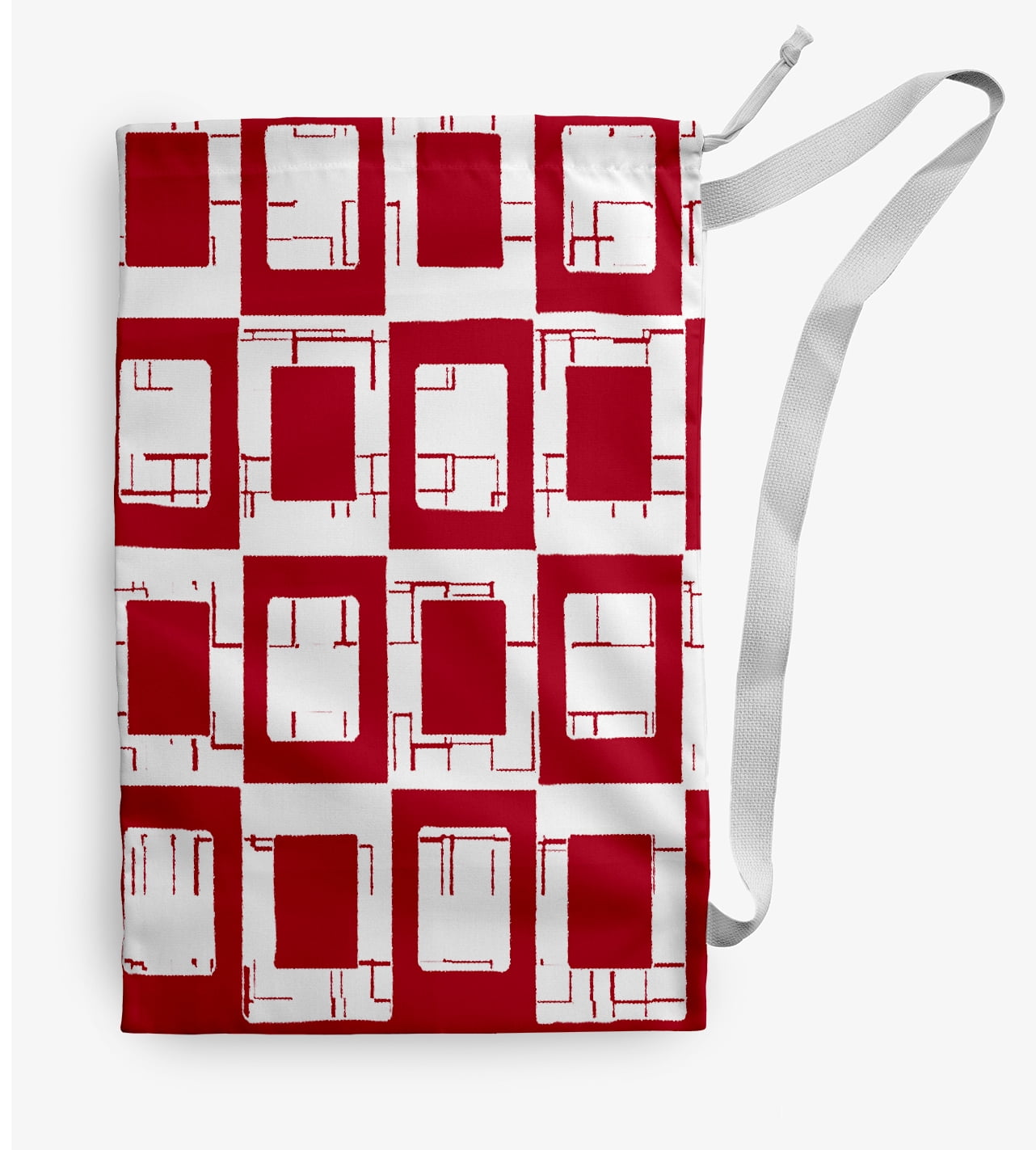 Simply Daisy Geometric 28 x 36 in Red Laundry Bag