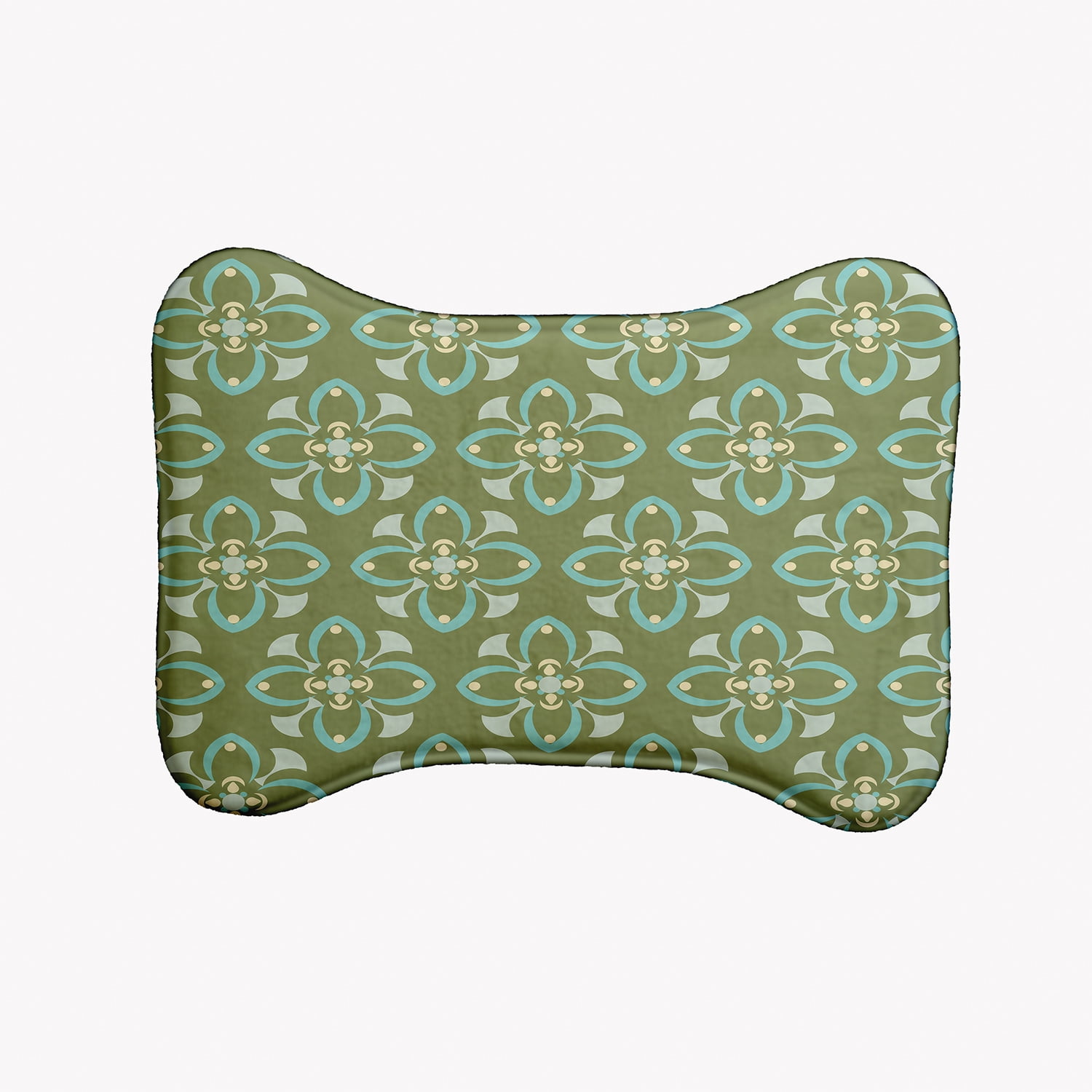 Simply Daisy Geometric Floral Pattern Bone Shape Pet Feeding Mat for Dogs