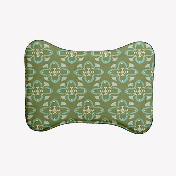 Simply Daisy Geometric Floral Pattern Bone Shape Pet Feeding Mat for Dogs