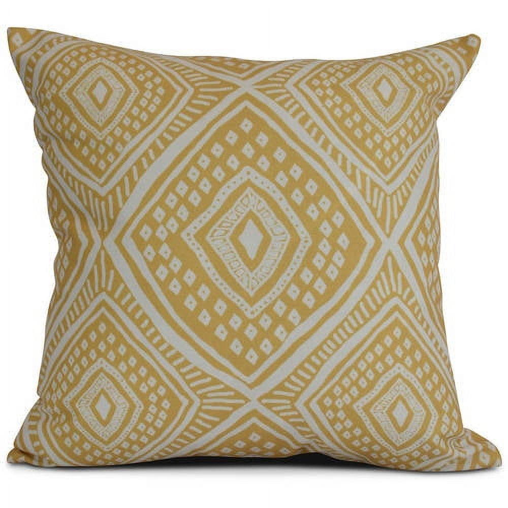 Gold and White Geometric Diamond Outdoor Throw Pillow 18" x 18"