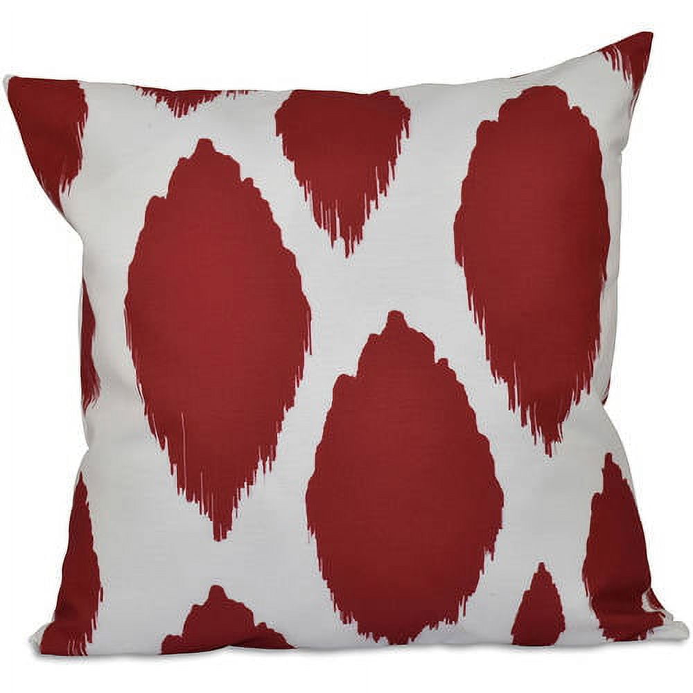 Red and White Geometric Print Square Decorative Pillow